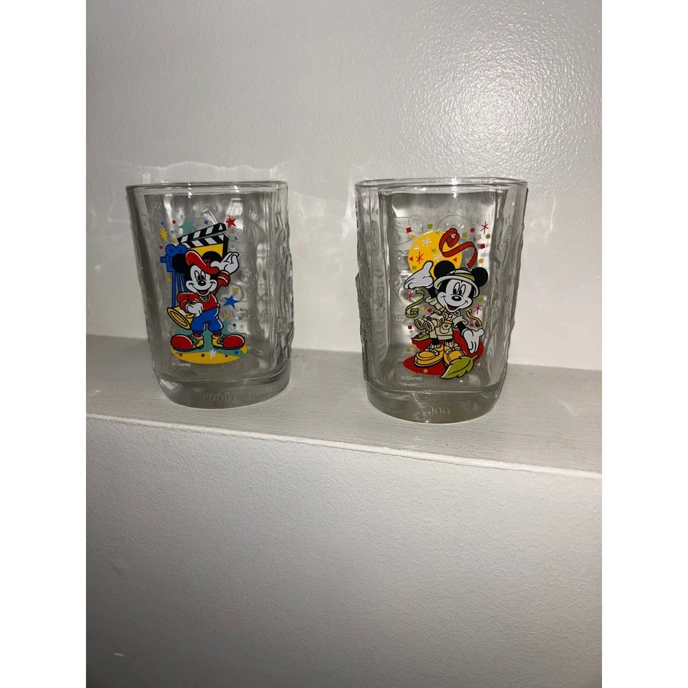 Disney McDonald's 2000 Celebration Glasses Set of 2 Mickey Mouse Studios Animal